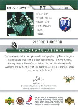 2005-06 Upper Deck Be a Player - Signatures Gold #PT Pierre Turgeon Back