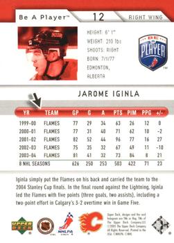 2005-06 Upper Deck Be a Player - Third Period #12 Jarome Iginla Back
