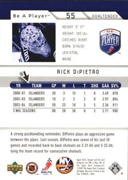 2005-06 Upper Deck Be a Player - Third Period #55 Rick DiPietro Back