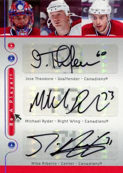 2005-06 Upper Deck Be a Player - Signatures Triples #MTL Jose Theodore / Michael Ryder / Mike Ribeiro Front