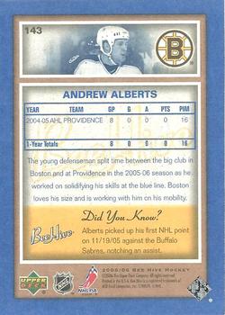 2005-06 Upper Deck Beehive - Blue #143 Andrew Alberts Back
