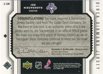 2005-06 Upper Deck Black Diamond - Black Diamond Jersey #J-JN Joe Nieuwendyk Back