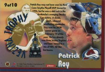 1996-97 Fleer - Vezina Trophy #9 Patrick Roy Back