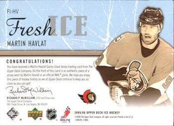 2005-06 Upper Deck Ice - Fresh Ice #FI-HV Martin Havlat Back