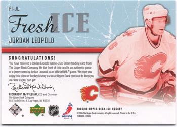 2005-06 Upper Deck Ice - Fresh Ice #FI-JL Jordan Leopold Back