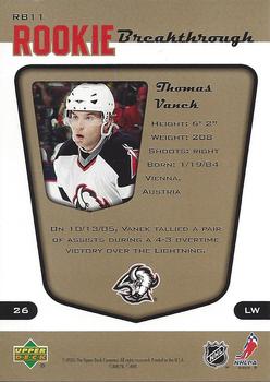 2005-06 Upper Deck MVP - Rookie Breakthrough #RB11 Thomas Vanek Back