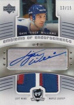 2005-06 Upper Deck The Cup - Emblems of Endorsement #EE-TI Tiger Williams Front