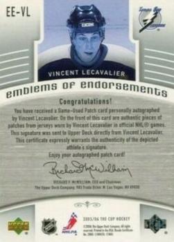 2005-06 Upper Deck The Cup - Emblems of Endorsement #EE-VL Vincent Lecavalier Back