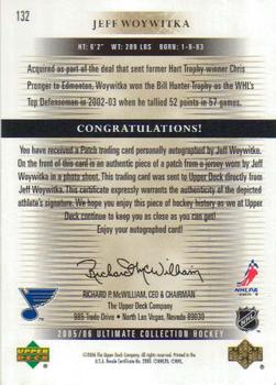 2005-06 Upper Deck Ultimate Collection - Autographed Shields #132 Jeff Woywitka Back