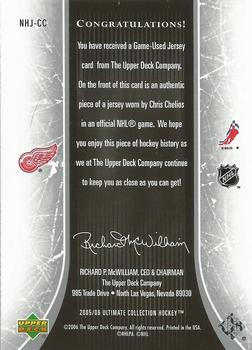 2005-06 Upper Deck Ultimate Collection - National Heroes Jerseys #NHJ-CC Chris Chelios Back