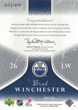 2005-06 Upper Deck Ultimate Collection - Ultimate Debut Threads Jerseys #DTJ-BW Brad Winchester Back