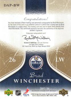 2005-06 Upper Deck Ultimate Collection - Ultimate Debut Threads Patches Autographs #DAP-BW Brad Winchester Back