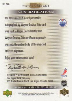2005-06 Upper Deck Ultimate Collection - Ultimate Signatures #US-WG Wayne Gretzky Back