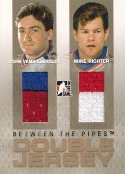 2006-07 In The Game Between The Pipes - Double Jersey Gold #DJ-27 John Vanbiesbrouck / Mike Richter  Front