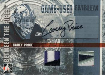 2006-07 In The Game Between The Pipes - Game Used Emblem Autograph #GUE-48 Carey Price  Front