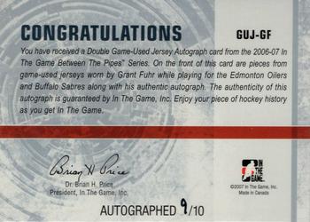 2006-07 In The Game Between The Pipes - Game Used Jersey Autograph #GUJ-45 Grant Fuhr  Back