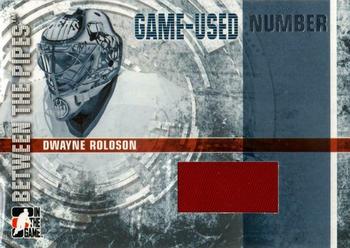 2006-07 In The Game Between The Pipes - Game Used Number #GUN-19 Dwayne Roloson  Front