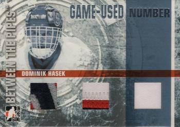2006-07 In The Game Between The Pipes - Game Used Number #GUN-61 Dominik Hasek  Front