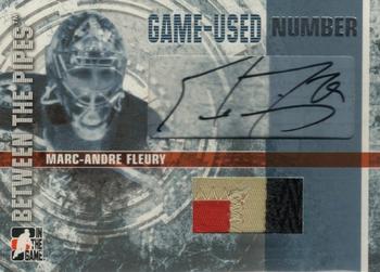2006-07 In The Game Between The Pipes - Game Used Number Autograph #GUN-MAF Marc-Andre Fleury  Front