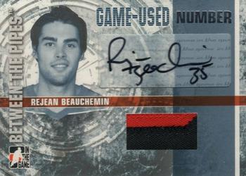 2006-07 In The Game Between The Pipes - Game Used Number Autograph #GUN-RBE Rejean Beauchemin  Front