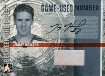 2006-07 In The Game Between The Pipes - Game Used Number Autograph #GUN-JHO Jimmy Howard  Front