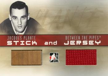 2006-07 In The Game Between The Pipes - Stick and Jersey #SJ-25 Jacques Plante  Front
