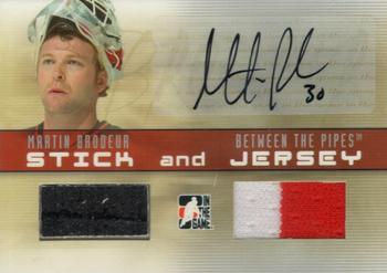 2006-07 In The Game Between The Pipes - Stick and Jersey Autographs #SJ-03 Martin Brodeur  Front