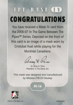 2006-07 In The Game Between The Pipes - The Mask IV Silver #M-14 Cristobal Huet  Back