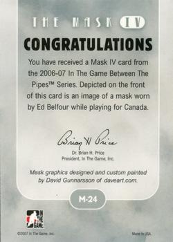 2006-07 In The Game Between The Pipes - The Mask IV Silver #M-24 Ed Belfour  Back
