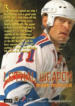 1996-97 Metal Universe - Lethal Weapons #13 Mark Messier Back