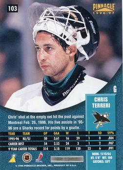 1996-97 Pinnacle #103 Chris Terreri Back