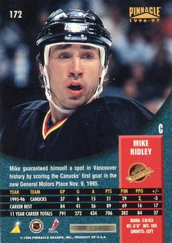 1996-97 Pinnacle #172 Mike Ridley Back