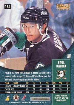 1996-97 Pinnacle #184 Paul Kariya Back