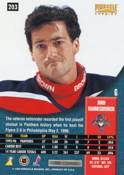 1996-97 Pinnacle #203 John Vanbiesbrouck Back