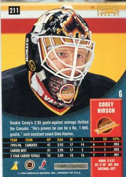 1996-97 Pinnacle #211 Corey Hirsch Back