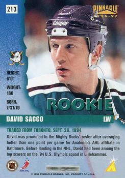 1996-97 Pinnacle #213 David Sacco Back
