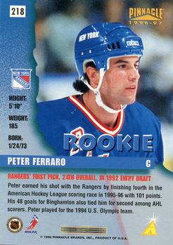 1996-97 Pinnacle #218 Peter Ferraro Back