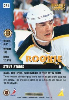 1996-97 Pinnacle #231 Steve Staios Back