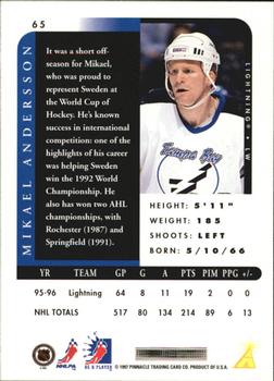 1996-97 Pinnacle Be a Player #65 Mikael Andersson Back