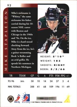1996-97 Pinnacle Be a Player #92 Mike Stapleton Back