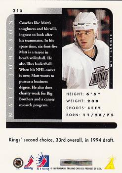1996-97 Pinnacle Be a Player #215 Matt Johnson Back