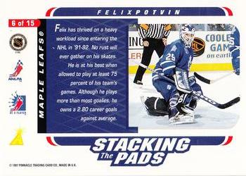 1996-97 Pinnacle Be a Player - Stacking the Pads #6 Felix Potvin Back