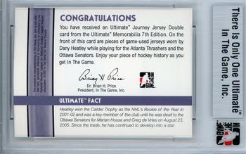2006-07 In The Game Ultimate Memorabilia - Journey Jersey #4 Dany Heatley  Back