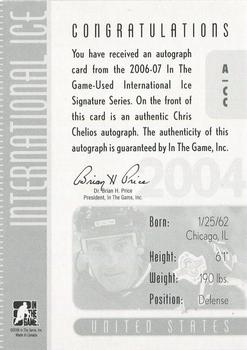 2006-07 In The Game Used International Ice - Autographs #A-CC Chris Chelios  Back