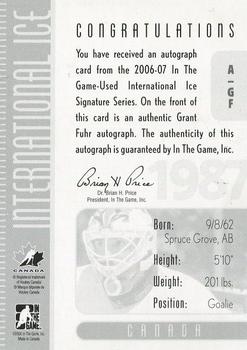 2006-07 In The Game Used International Ice - Autographs #A-GF Grant Fuhr  Back