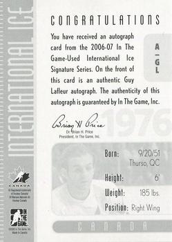 2006-07 In The Game Used International Ice - Autographs #A-GL Guy Lafleur  Back