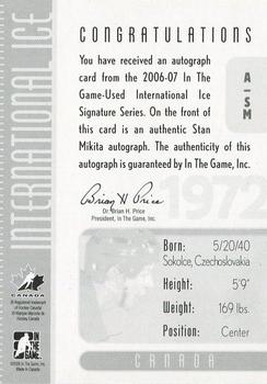 2006-07 In The Game Used International Ice - Autographs #A-SM Stan Mikita  Back