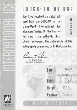 2006-07 In The Game Used International Ice - Autographs #A-CC2 Chris Chelios  Back