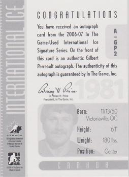 2006-07 In The Game Used International Ice - Autographs #A-GP2 Gilbert Perreault  Back