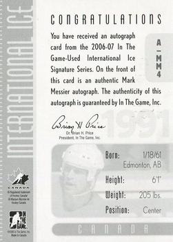 2006-07 In The Game Used International Ice - Autographs #A-MM4 Mark Messier Back